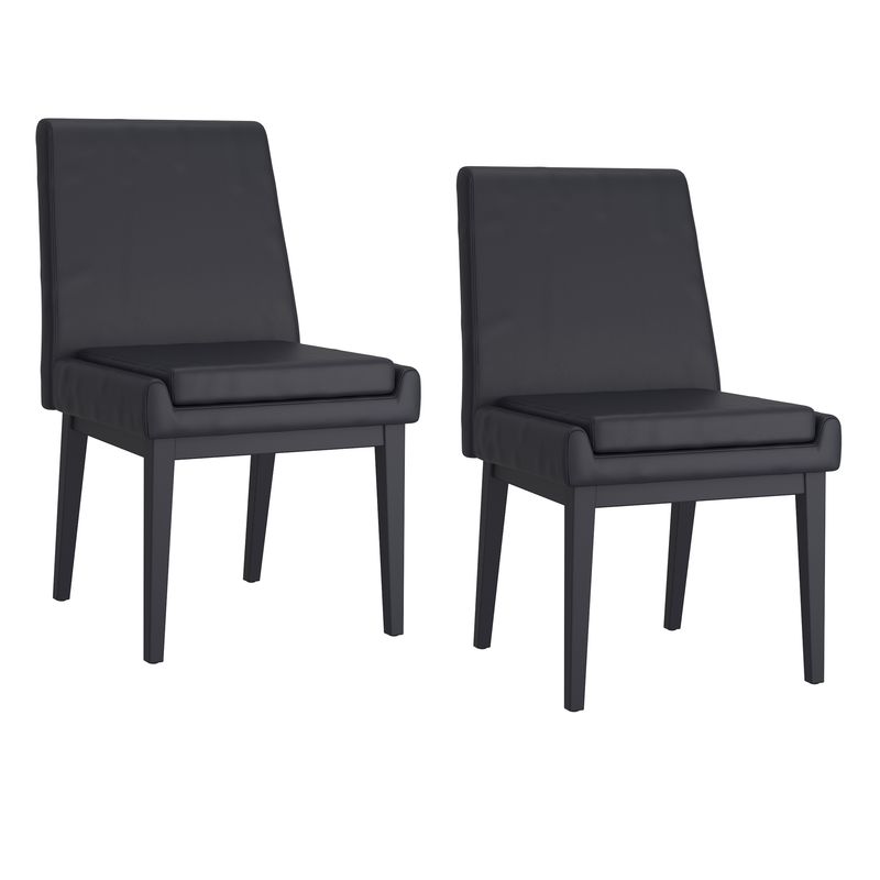 Cruz Dining Chair - Black Faux Leather and Black (Set of 2)