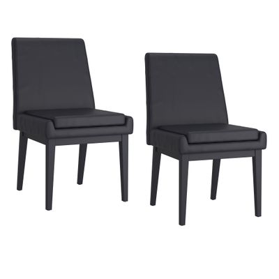 Cruz Dining Chair - Black Faux Leather and Black (Set of 2)