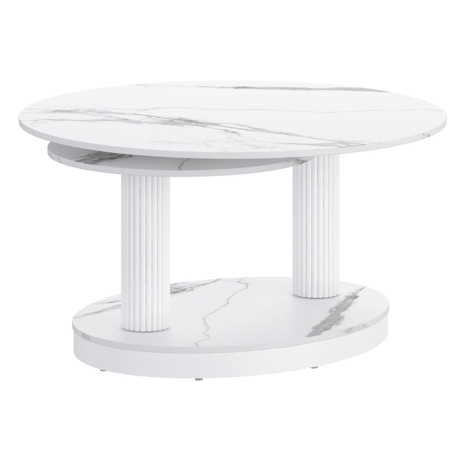 Elara Stone Coffee Table in White