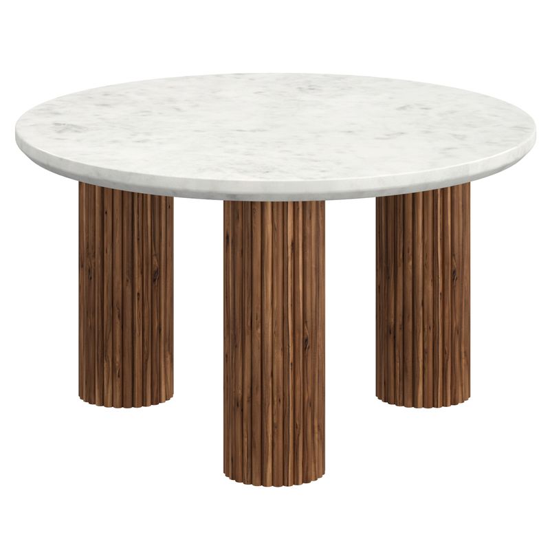 Jilsa Marble Coffee Table in Walnut &amp; White