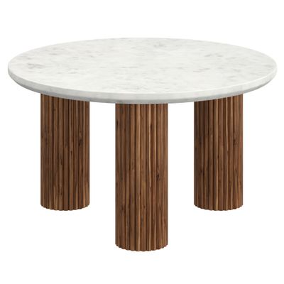 Jilsa Marble Coffee Table in Walnut &amp; White