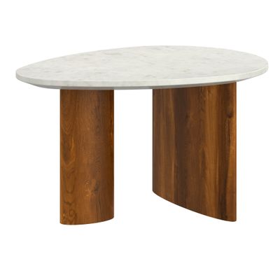 Lyriq Marble Coffee Table in Walnut &amp; White