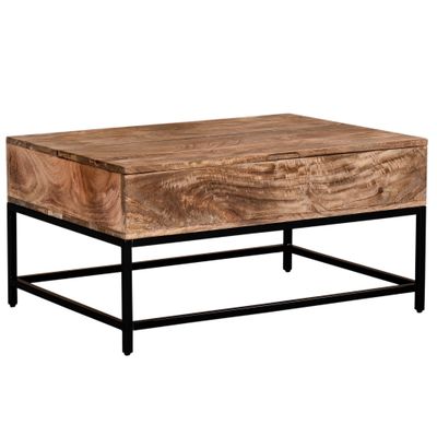 Ojas Lift-Top Coffee Table in Natural Burnt &amp; Black