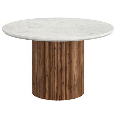 Jilsa Marble Round Dining Table 51&quot; - Walnut &amp; White