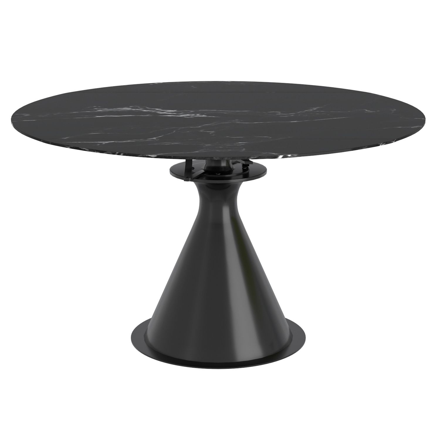Calisto Round Pedestal Dining Table w/Extension 51&quot; - Black