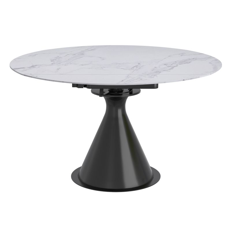 Calisto Round Pedestal Dining Table w/Extension 51&quot;- Black