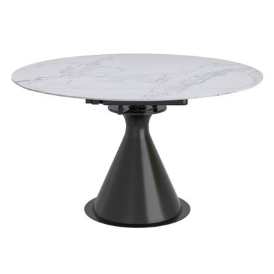 Calisto Round Pedestal Dining Table w/Extension 51&quot;- Black