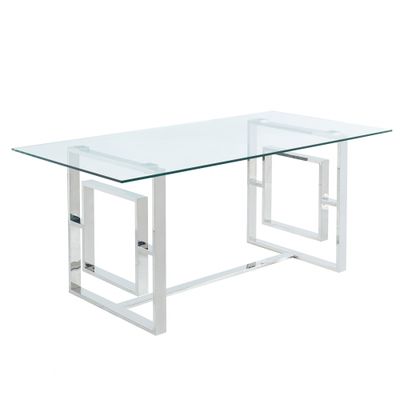 Eros Rectangular Dining Table 71&quot; - Silver