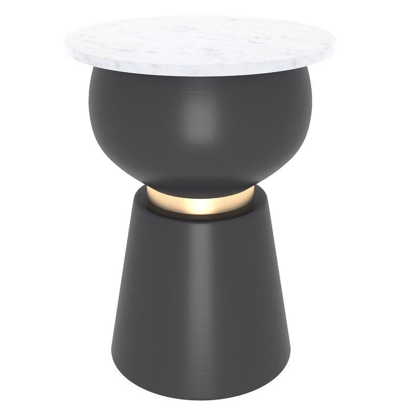 Alora Accent Table - Black and White and Brushed Gold