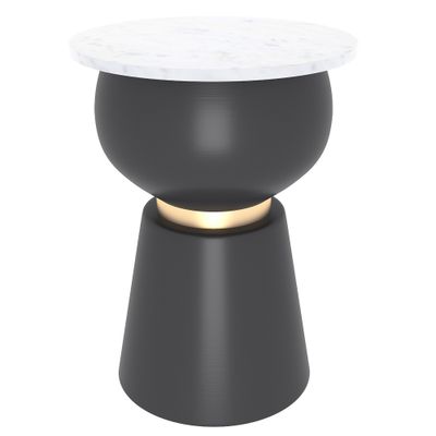 Alora Accent Table - Black and White and Brushed Gold