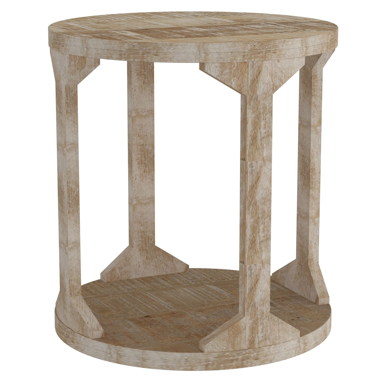 Avni Round Accent Table - Distressed Natural