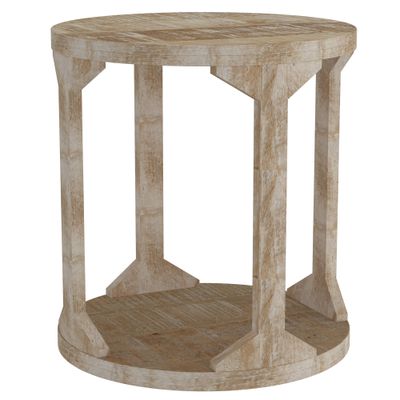 Avni Round Accent Table - Distressed Natural