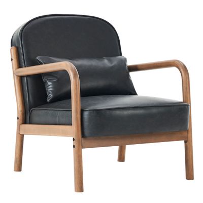 Fani Accent Chair, Faux Leather - Black