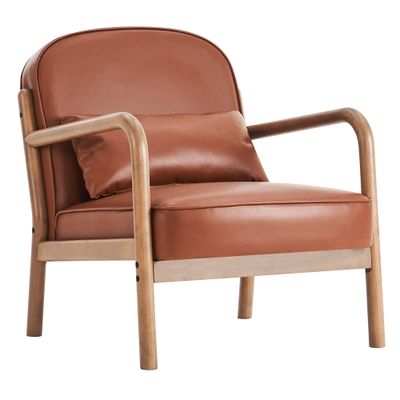Fani Accent Chair, Faux Leather - Saddle