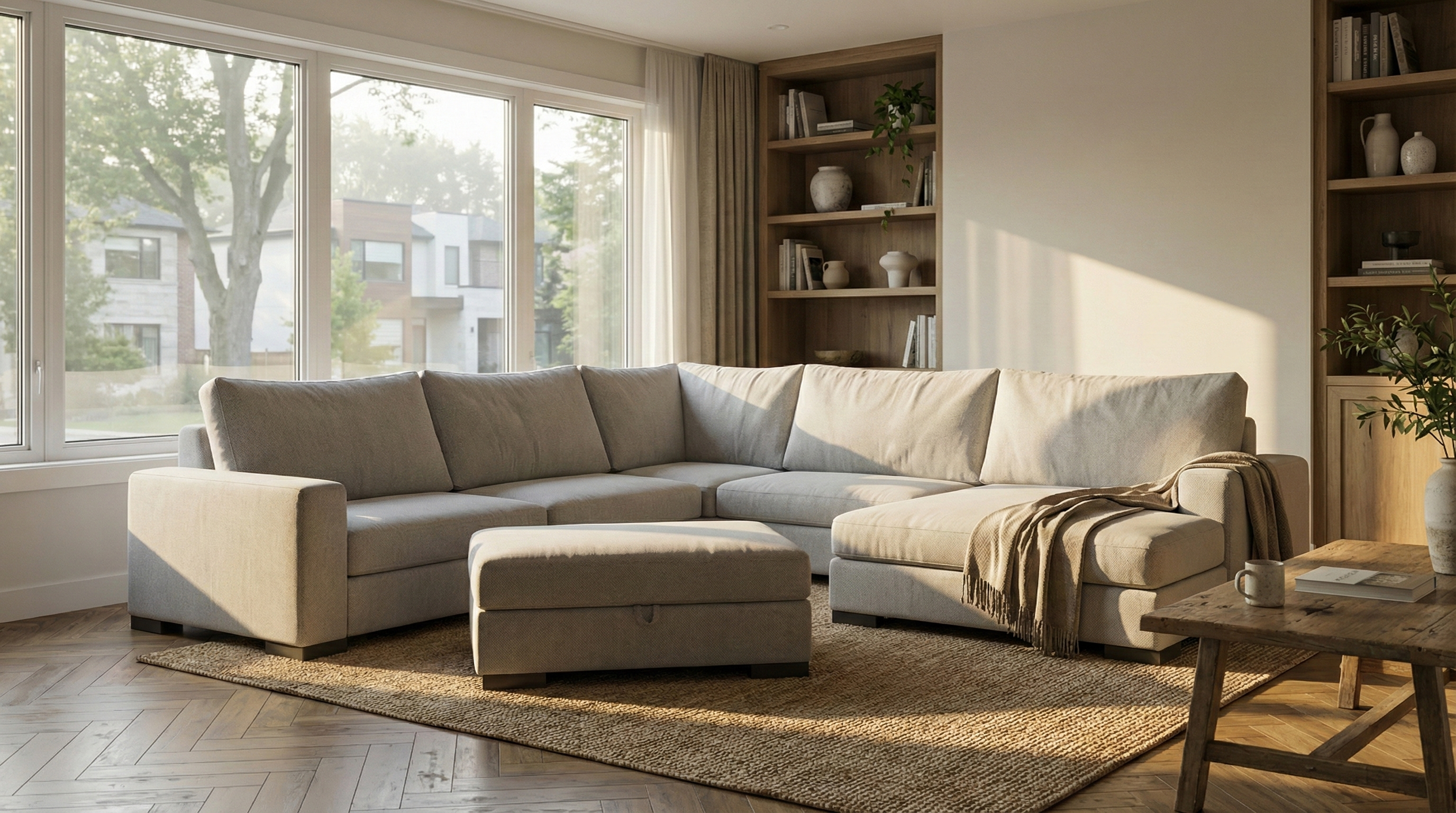 Zen 5 Seater Modular Sofa & Chaise + Storage Ottoman — photo 2