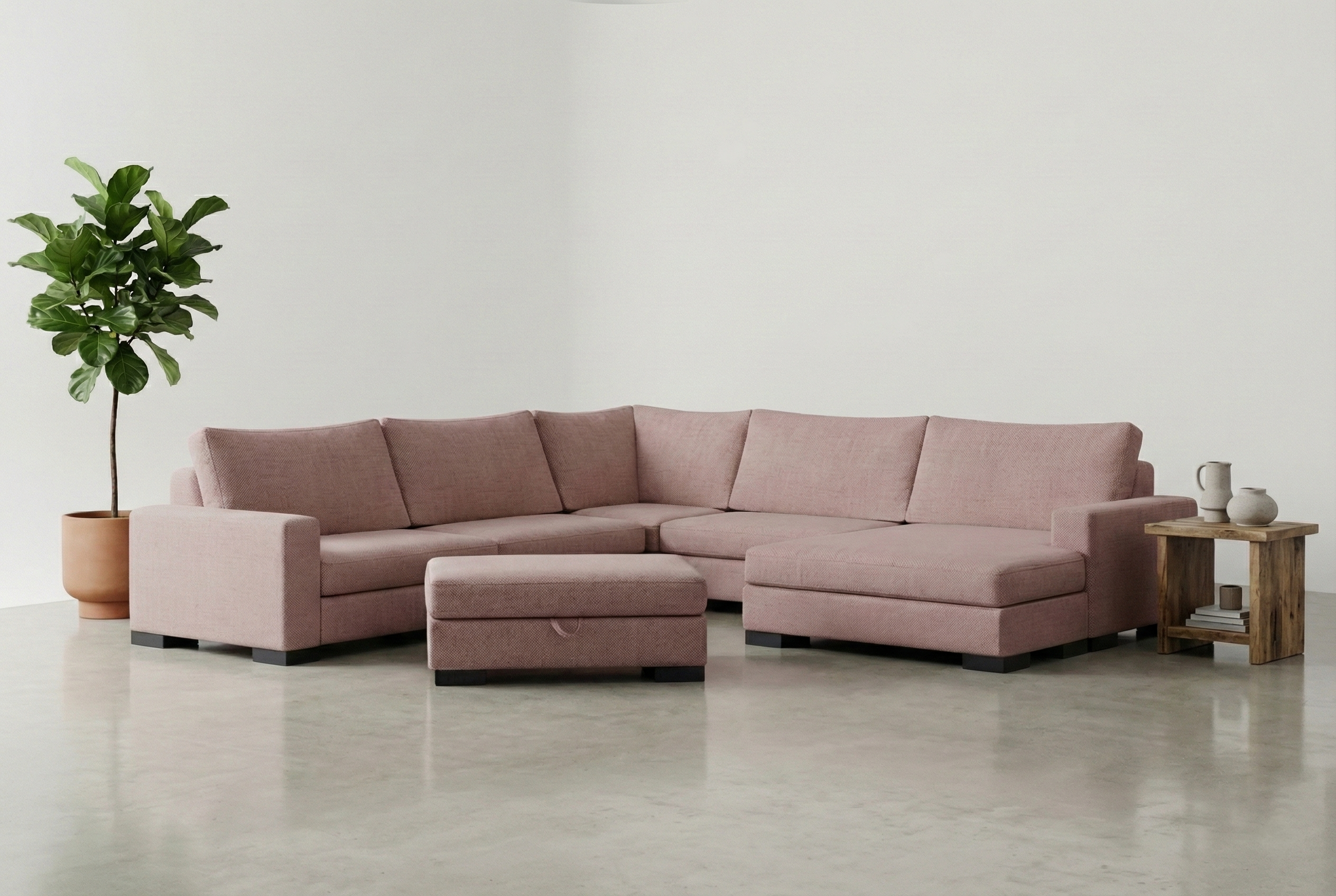Zen 5 Seater Modular Sofa & Chaise + Storage Ottoman — photo 1