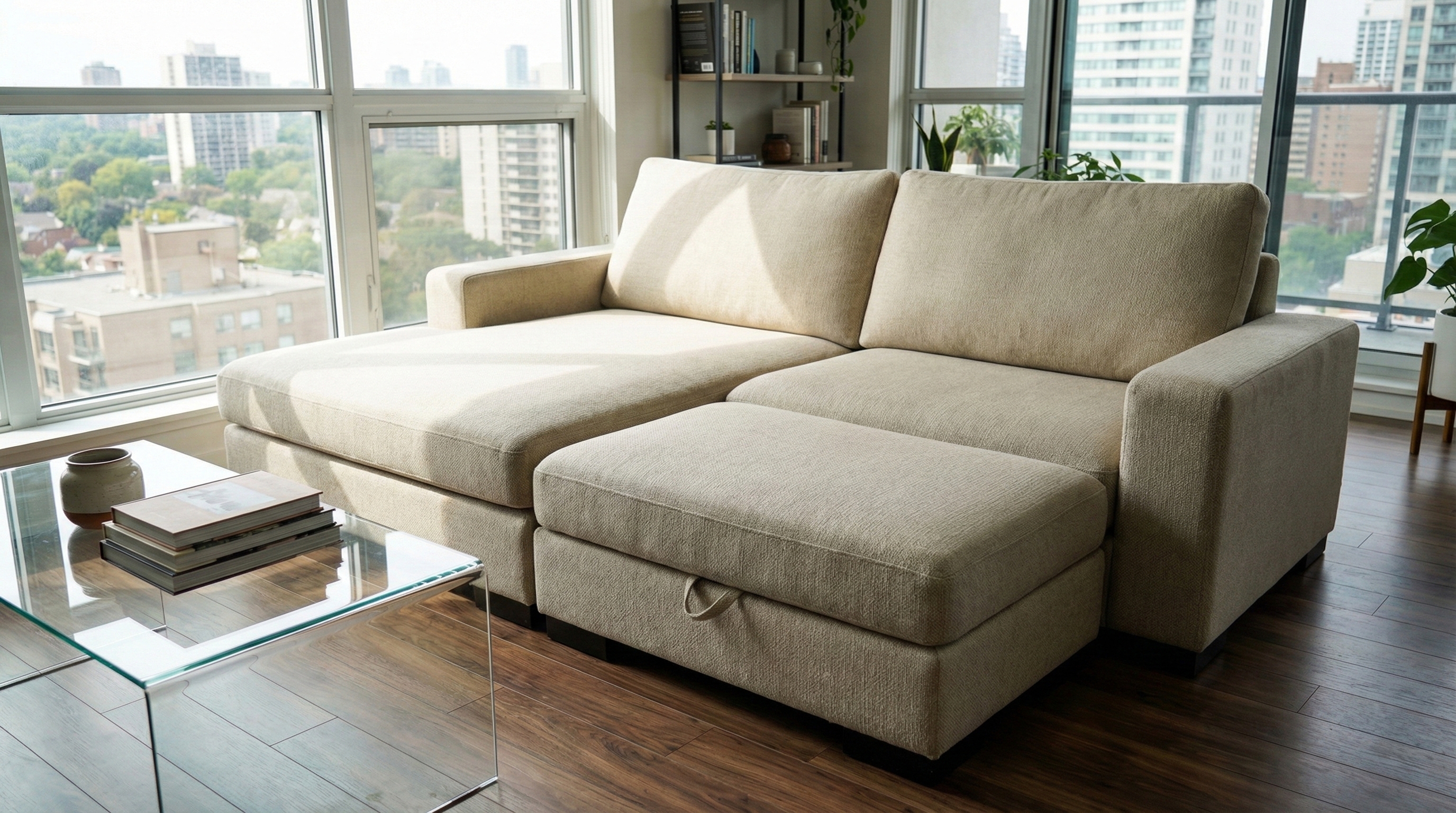 Zen 2 Seater Modular Sofa & Chaise + Storage Ottoman — photo 2