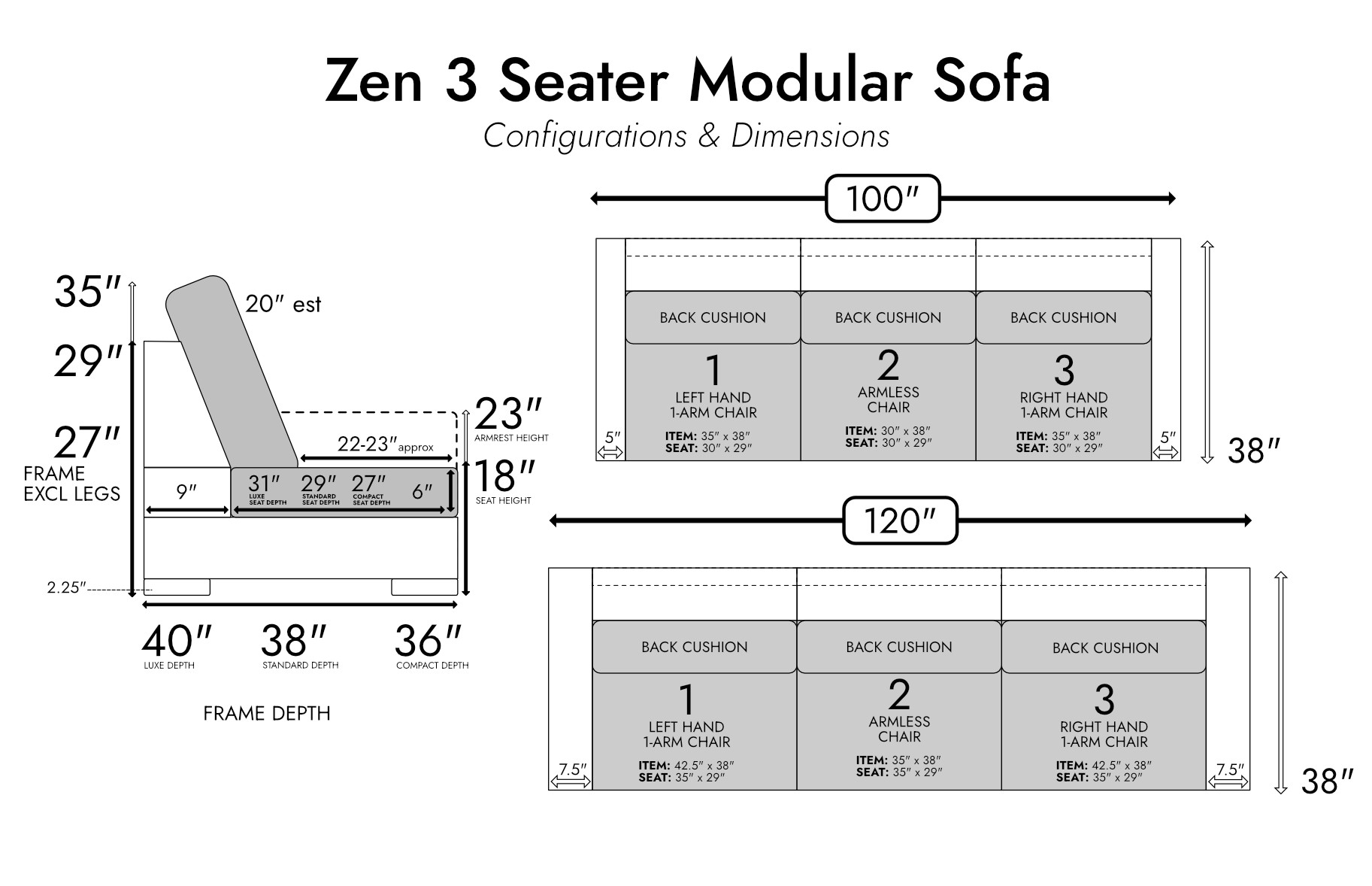 Zen 3 Seater Modular Sofa — photo 4