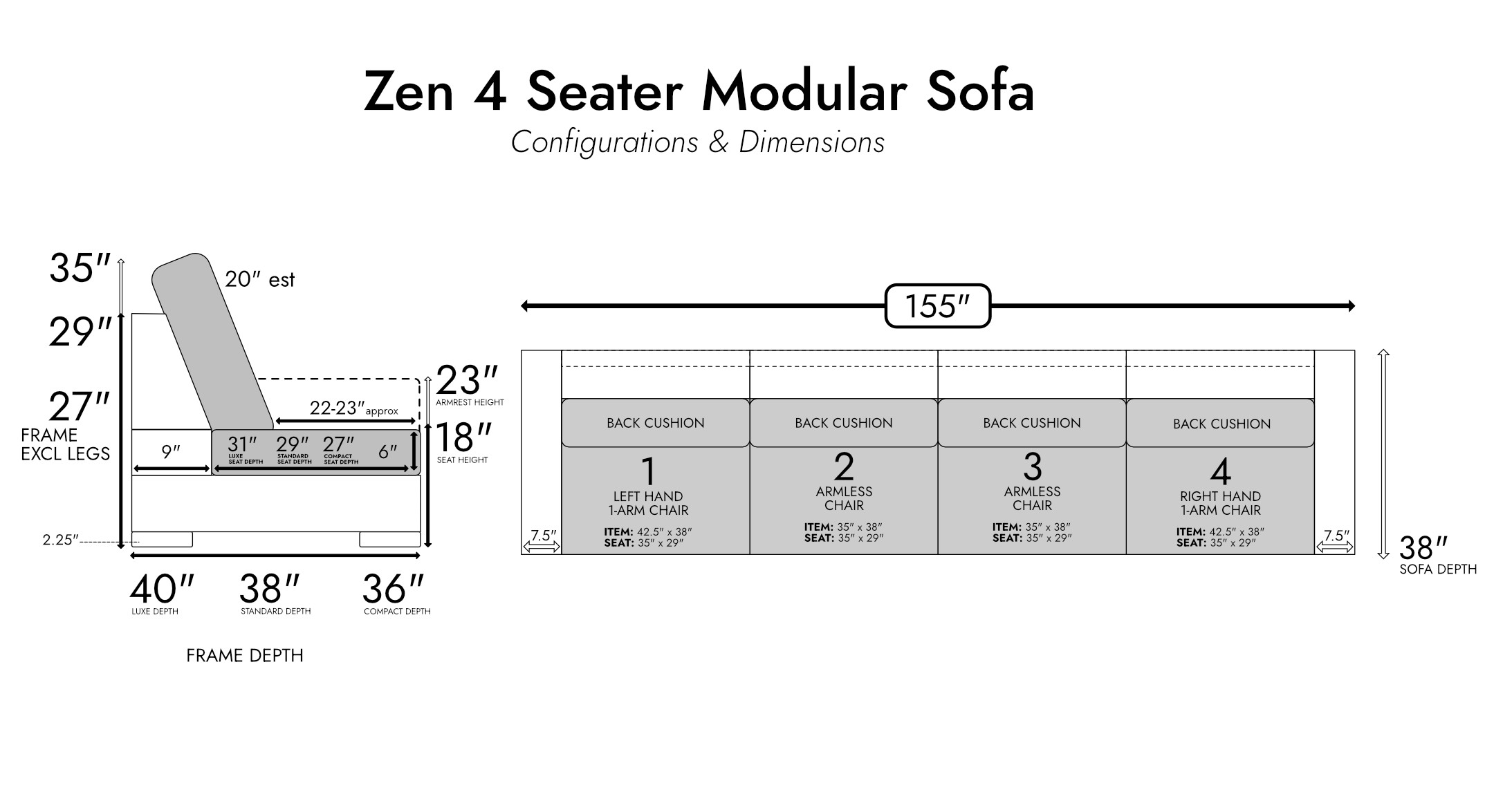 Zen 4 Seater Modular Sofa — photo 5