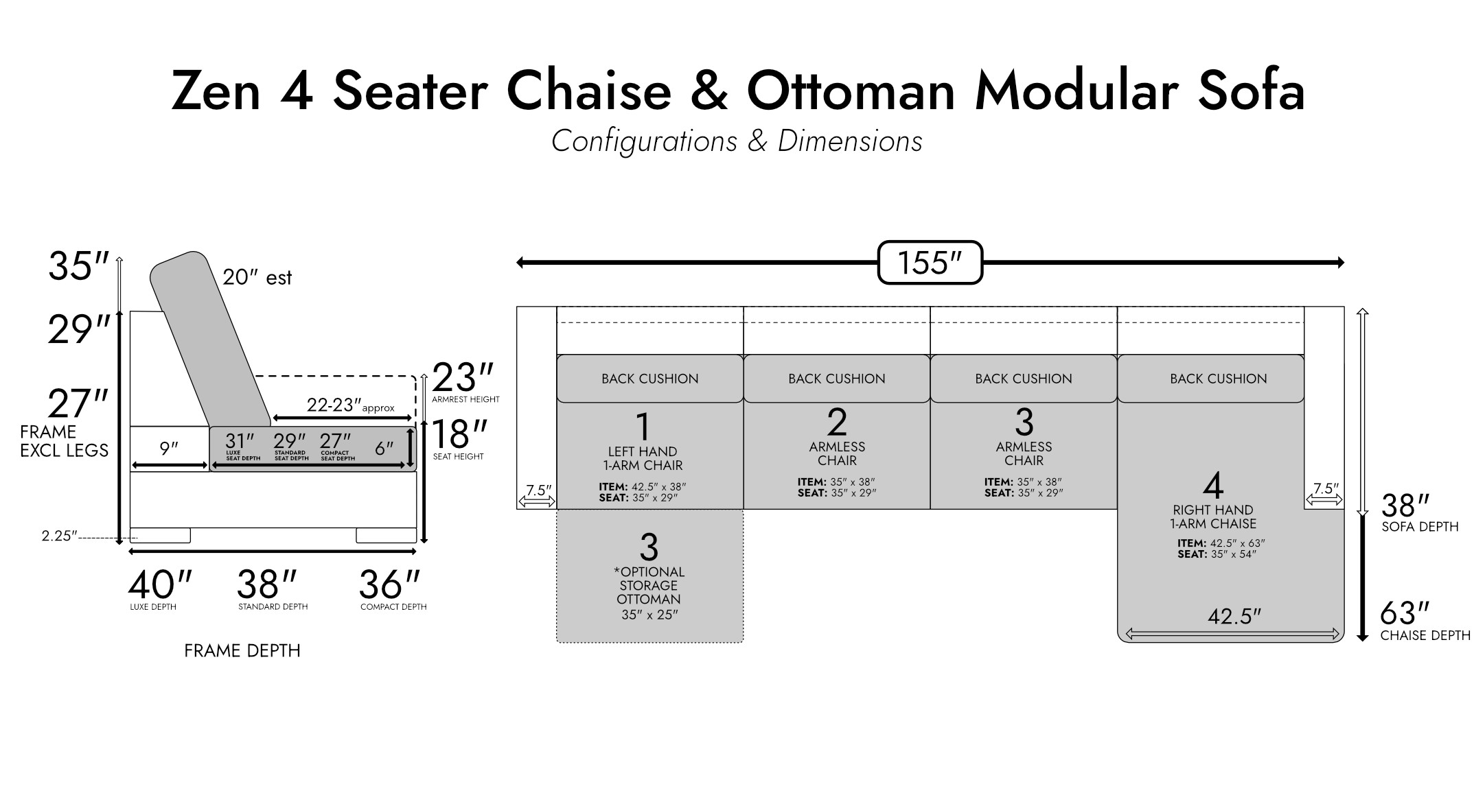 Zen 4 Seater Modular Sofa & Chaise — photo 4