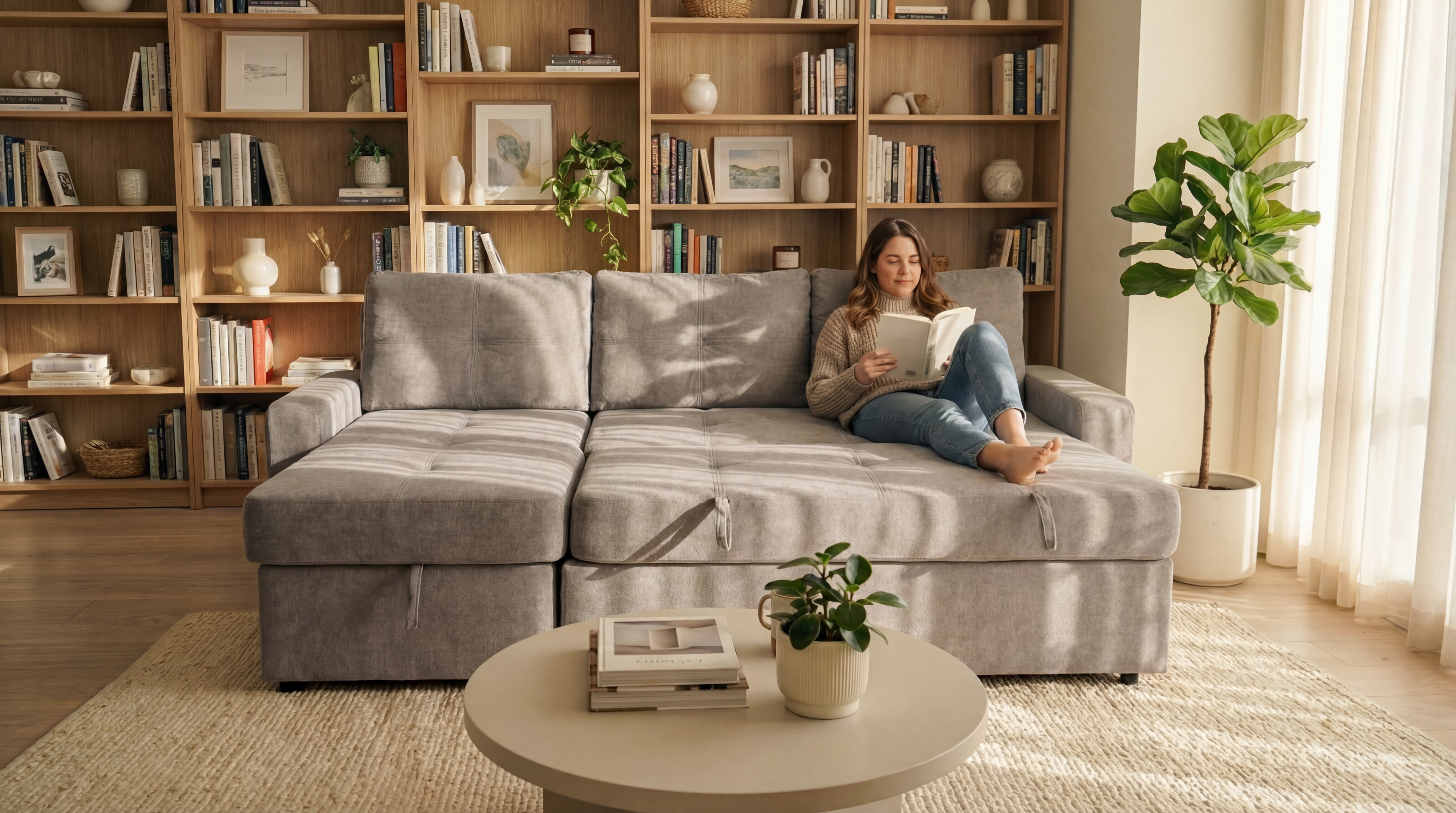 Gaia Sectional Sofa Bed With Storage 96" — photo 3