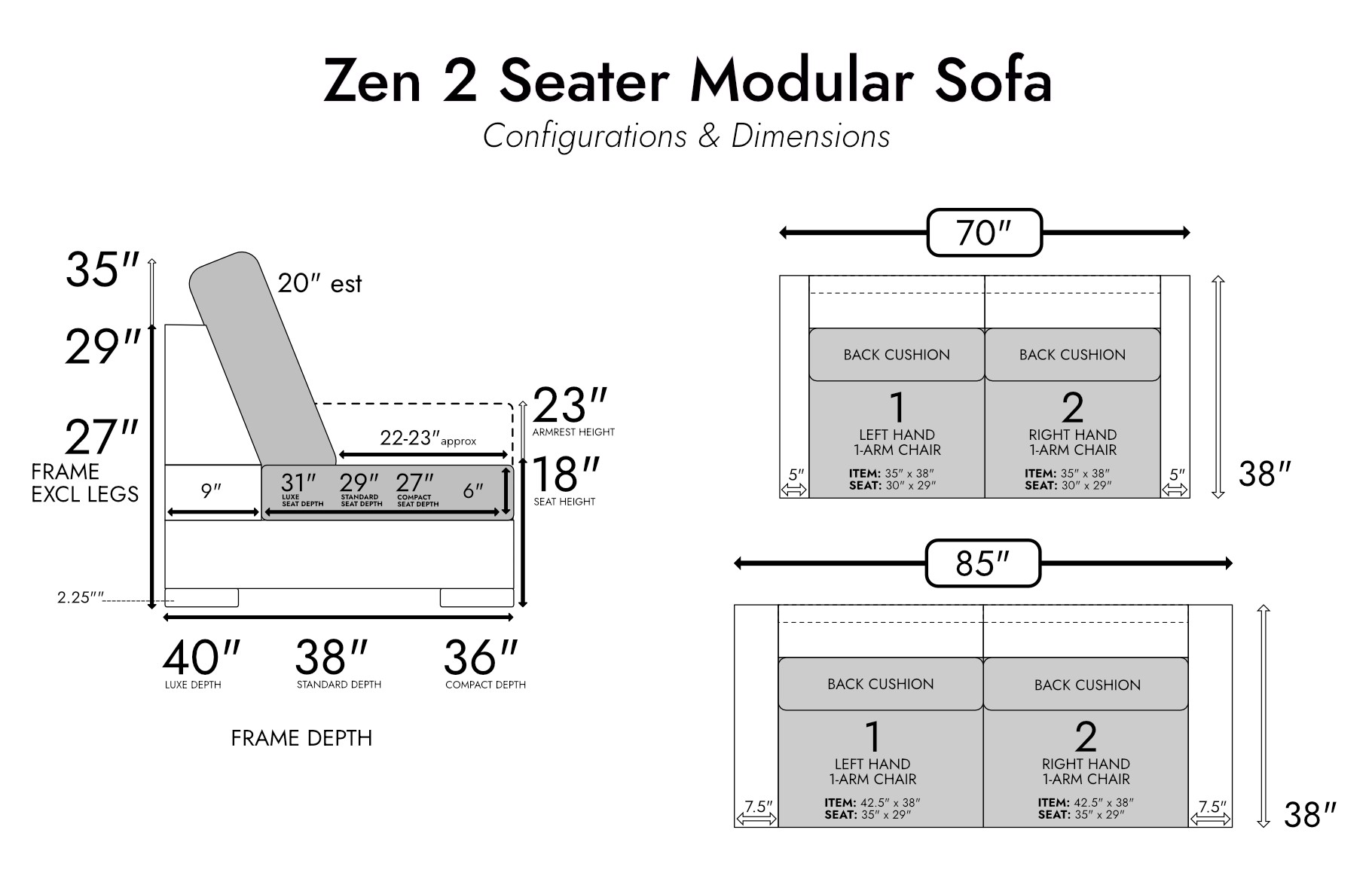 Zen 2 Seater Modular Sofa — photo 4