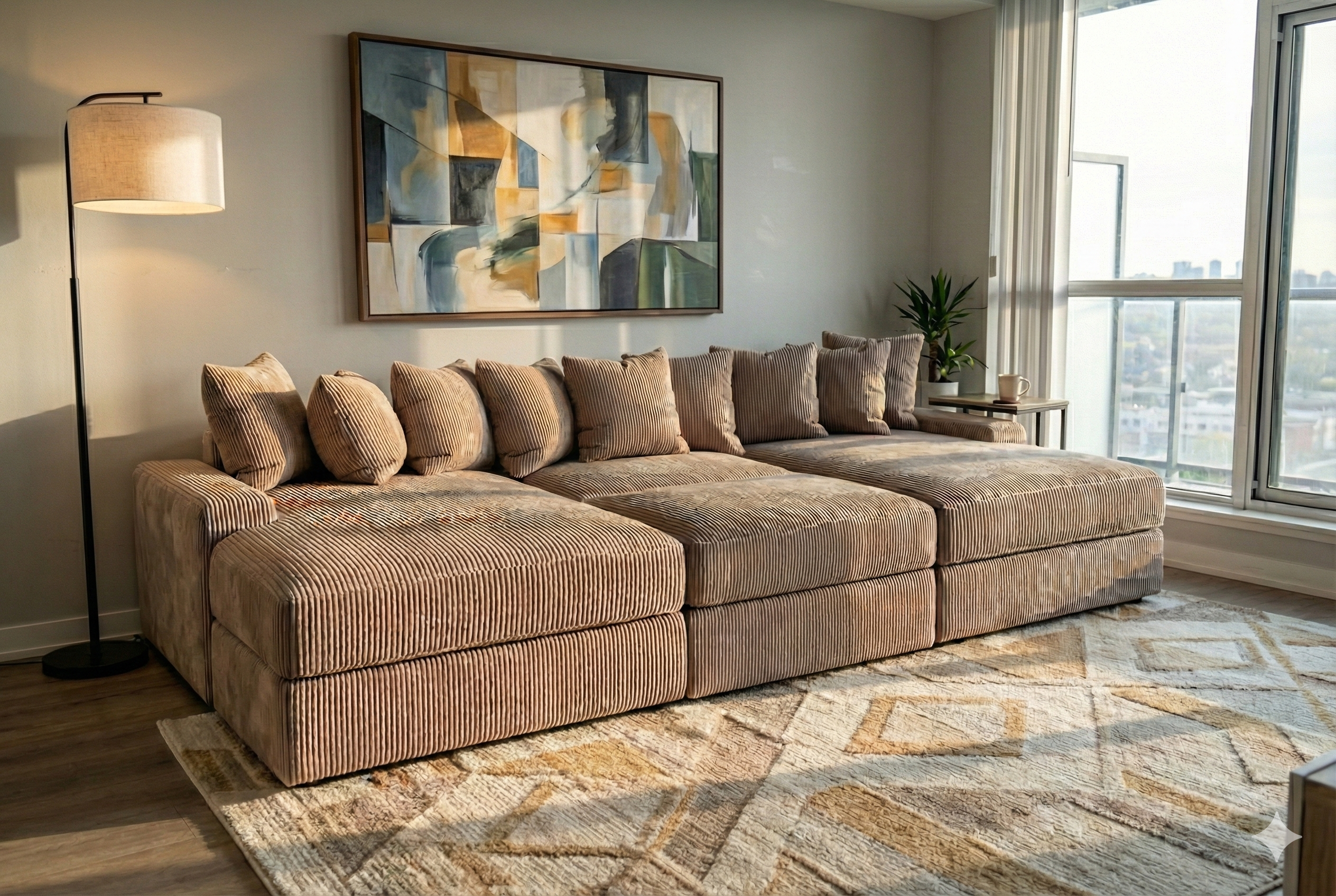 Velo Memory Foam Sofa & Double Chaise + Ottoman 128" — photo 2
