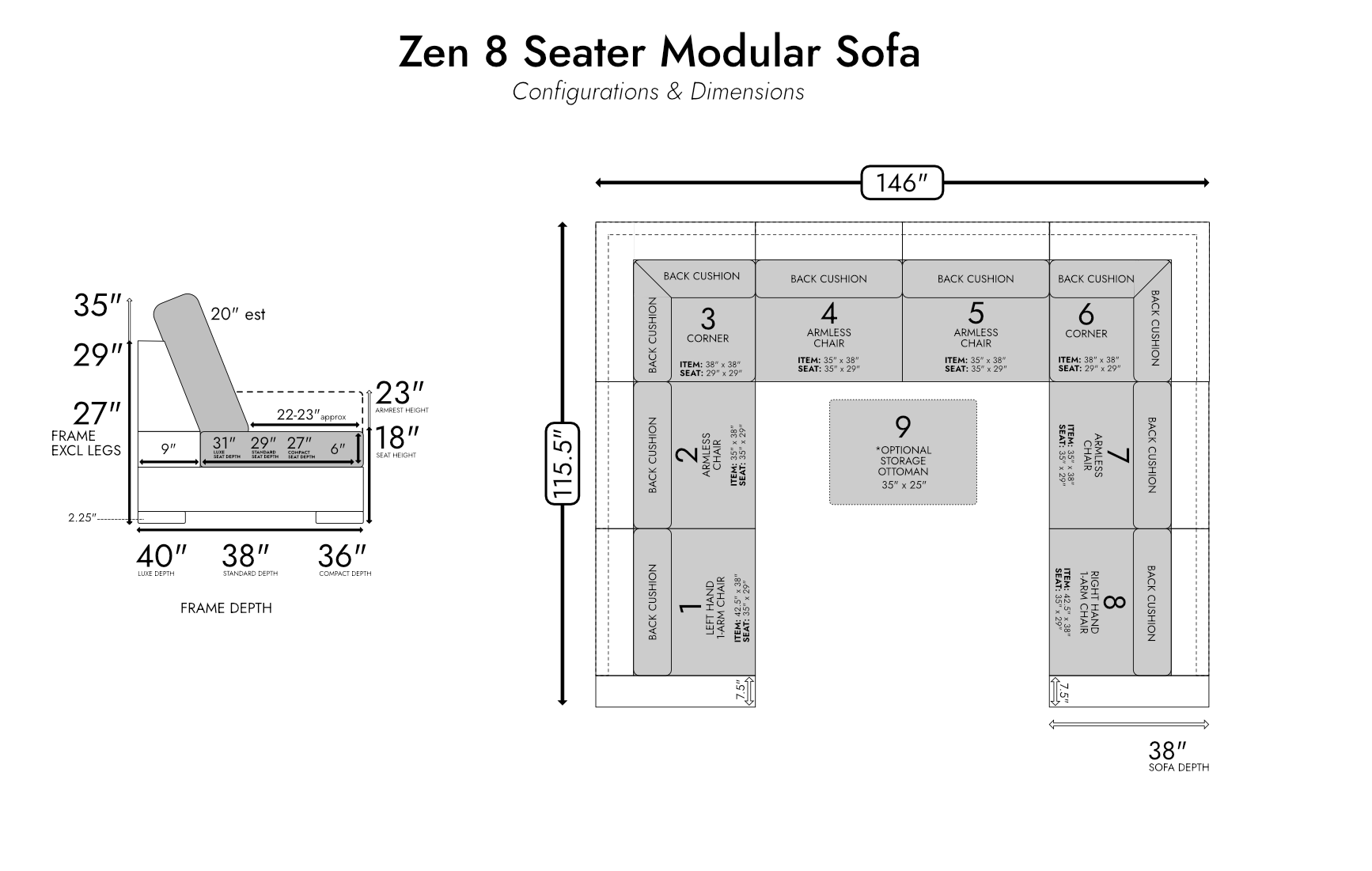 Zen 8 Seater Modular Sofa — photo 6