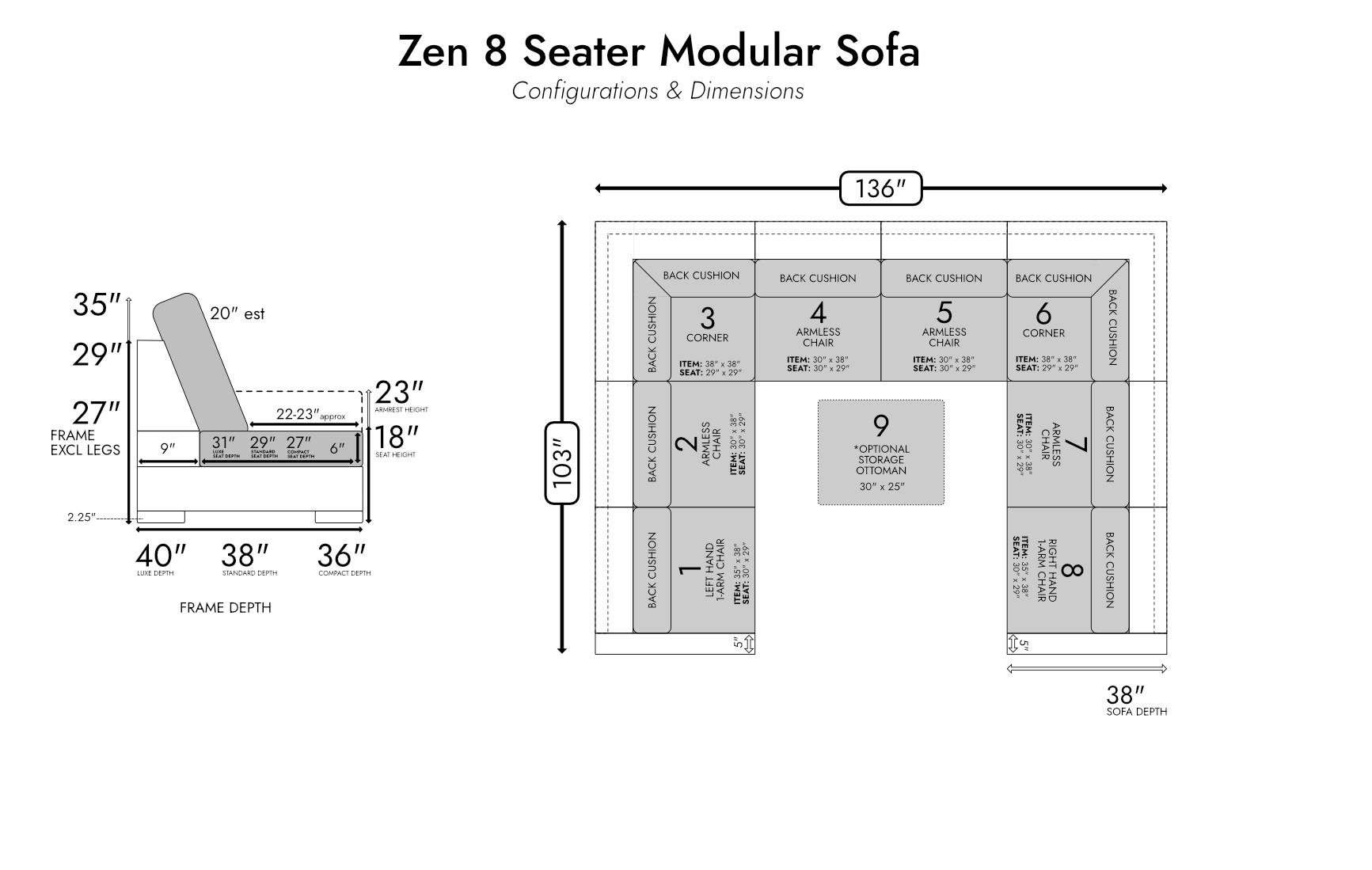 Zen 8 Seater Modular Sofa — photo 5