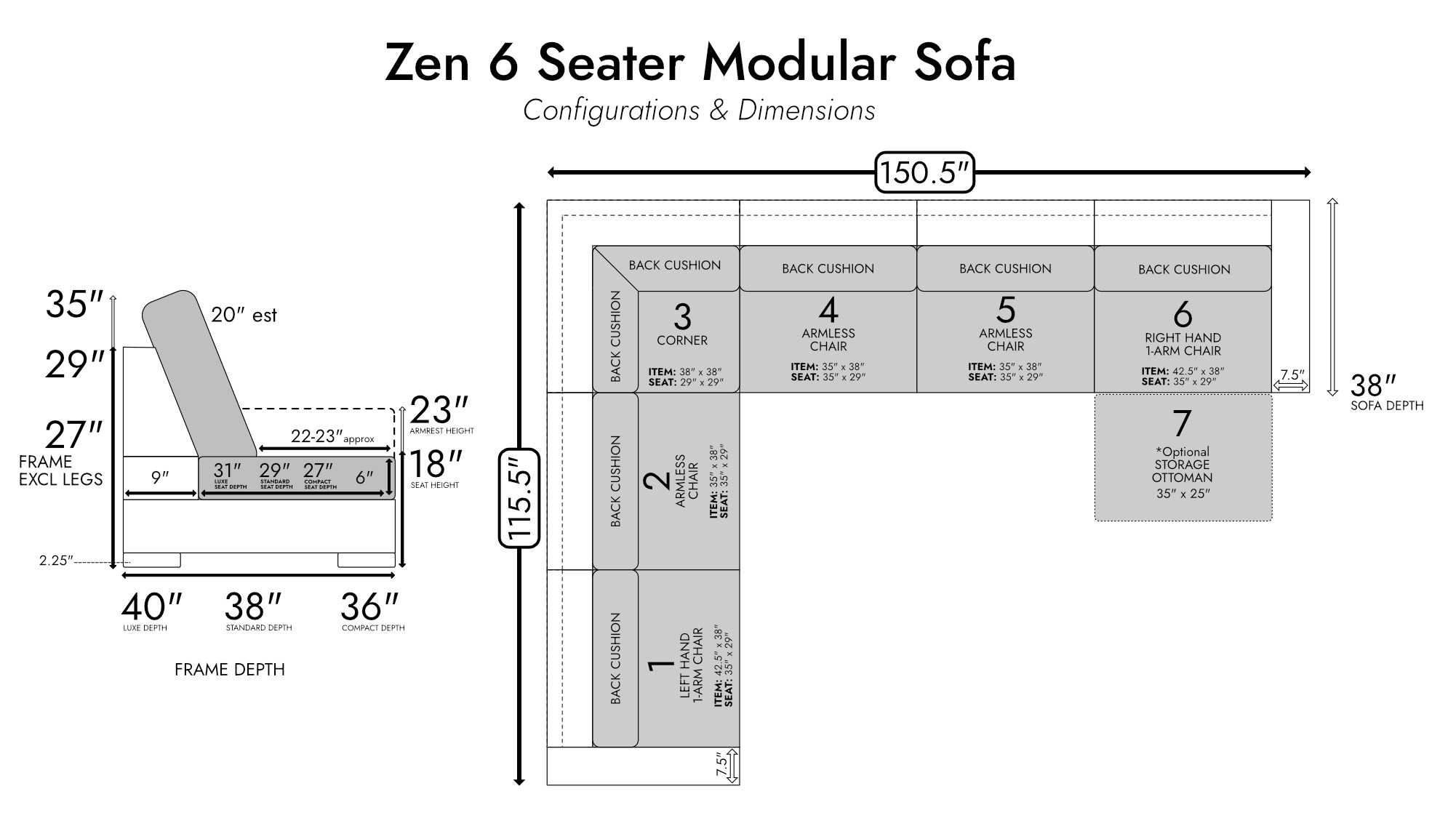 Zen 6 Seater Modular Sofa — photo 4