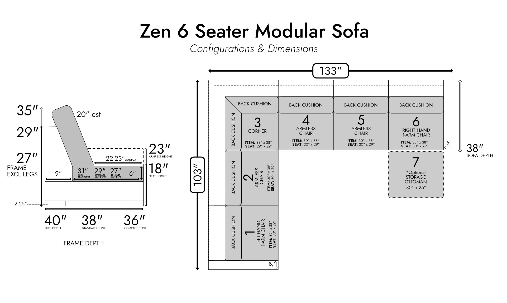 Zen 6 Seater Modular Sofa — photo 5