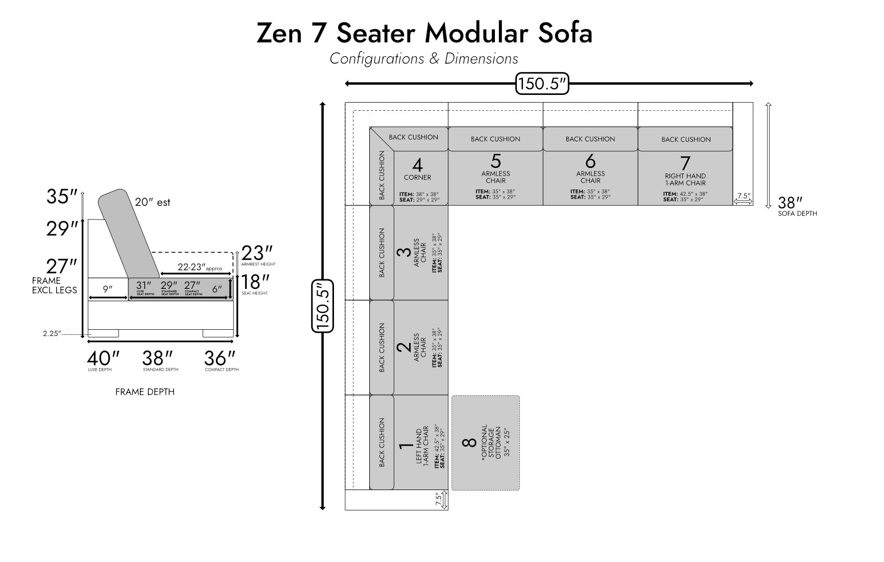 Zen 7 Seater Modular Sofa — photo 4