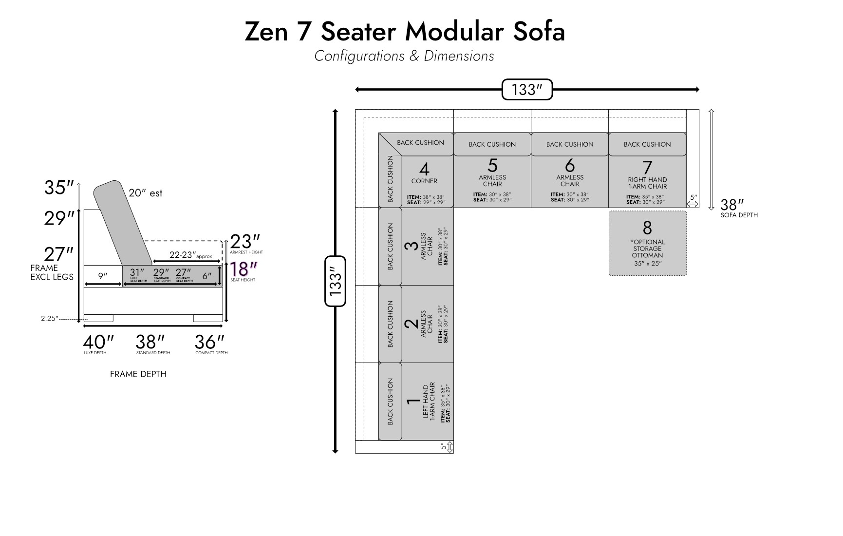 Zen 7 Seater Modular Sofa — photo 5