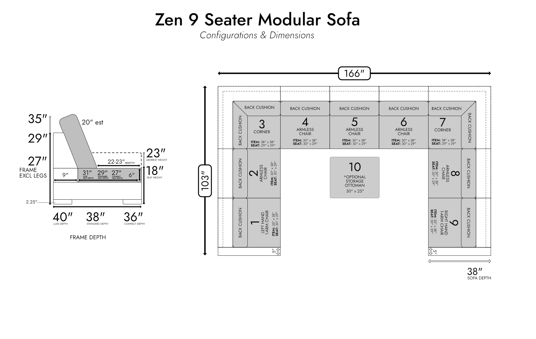 Zen 9 Seater Modular Sofa — photo 8