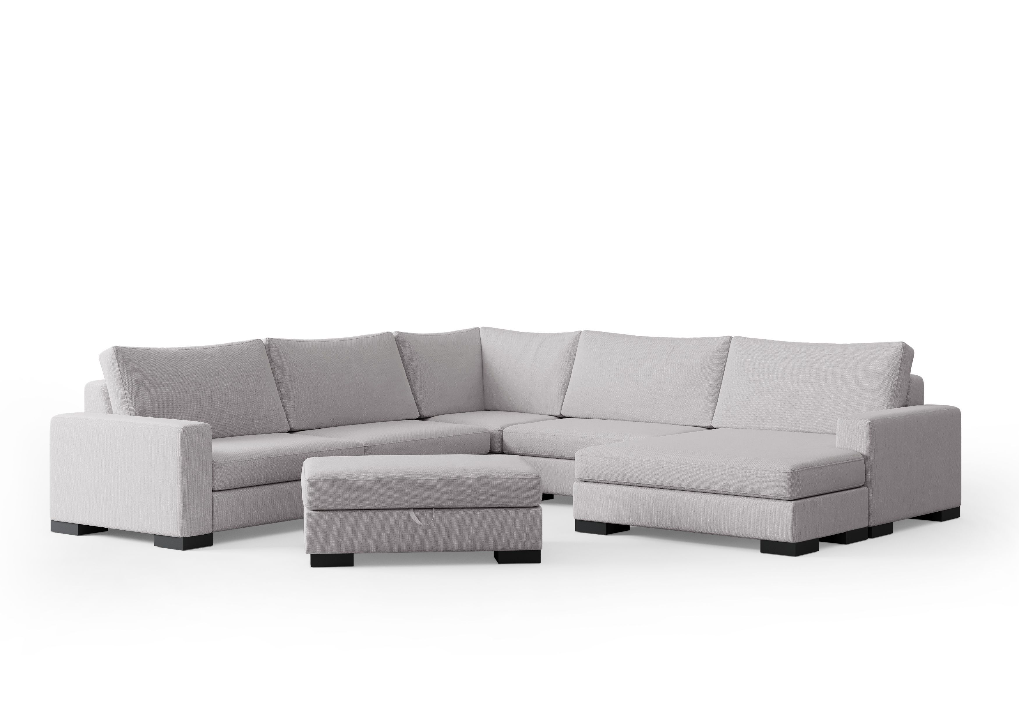 Zen 5 Seater Modular Sofa & Chaise + Storage Ottoman — selected colour