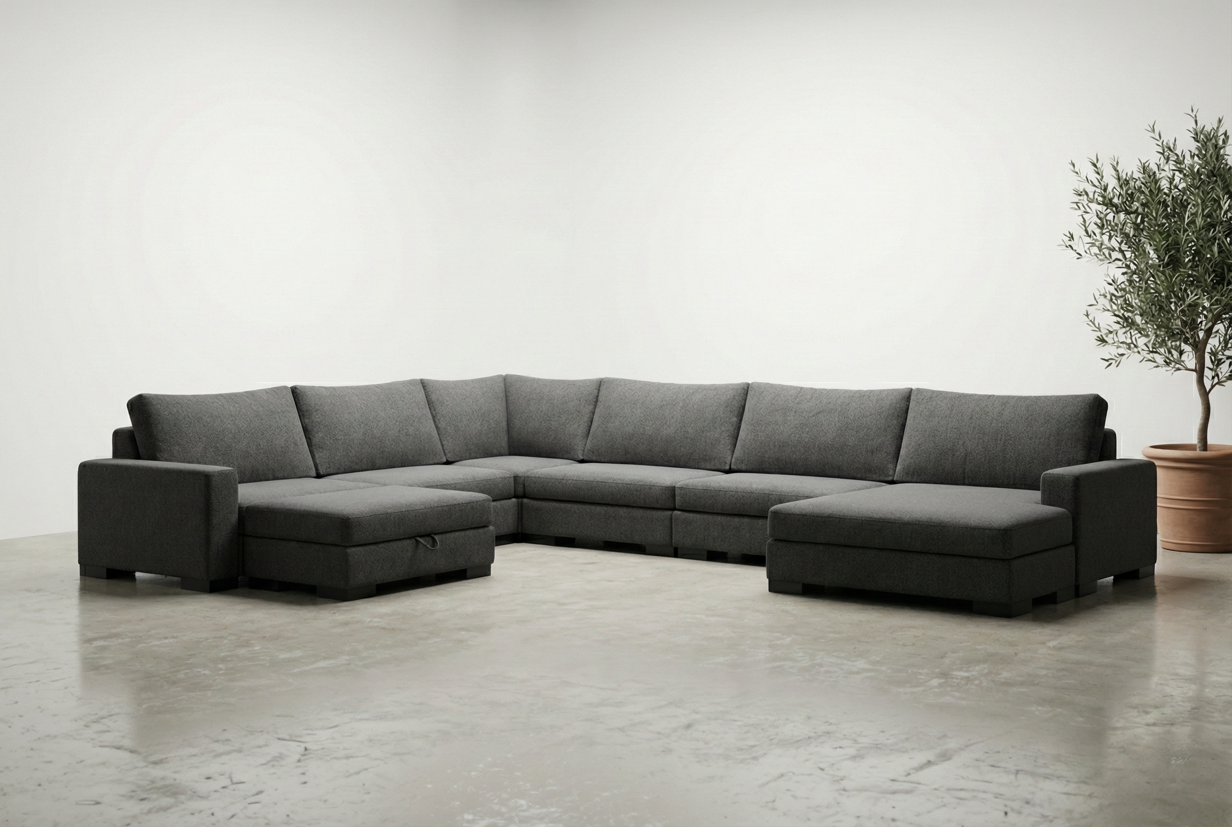 Zen 6 Seater Modular Corner Sofa & Chaise + Storage Ottoman — photo 1