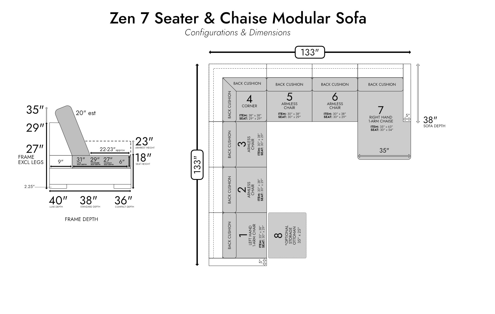 Zen 7 Seater Modular Sofa & Chaise — photo 5