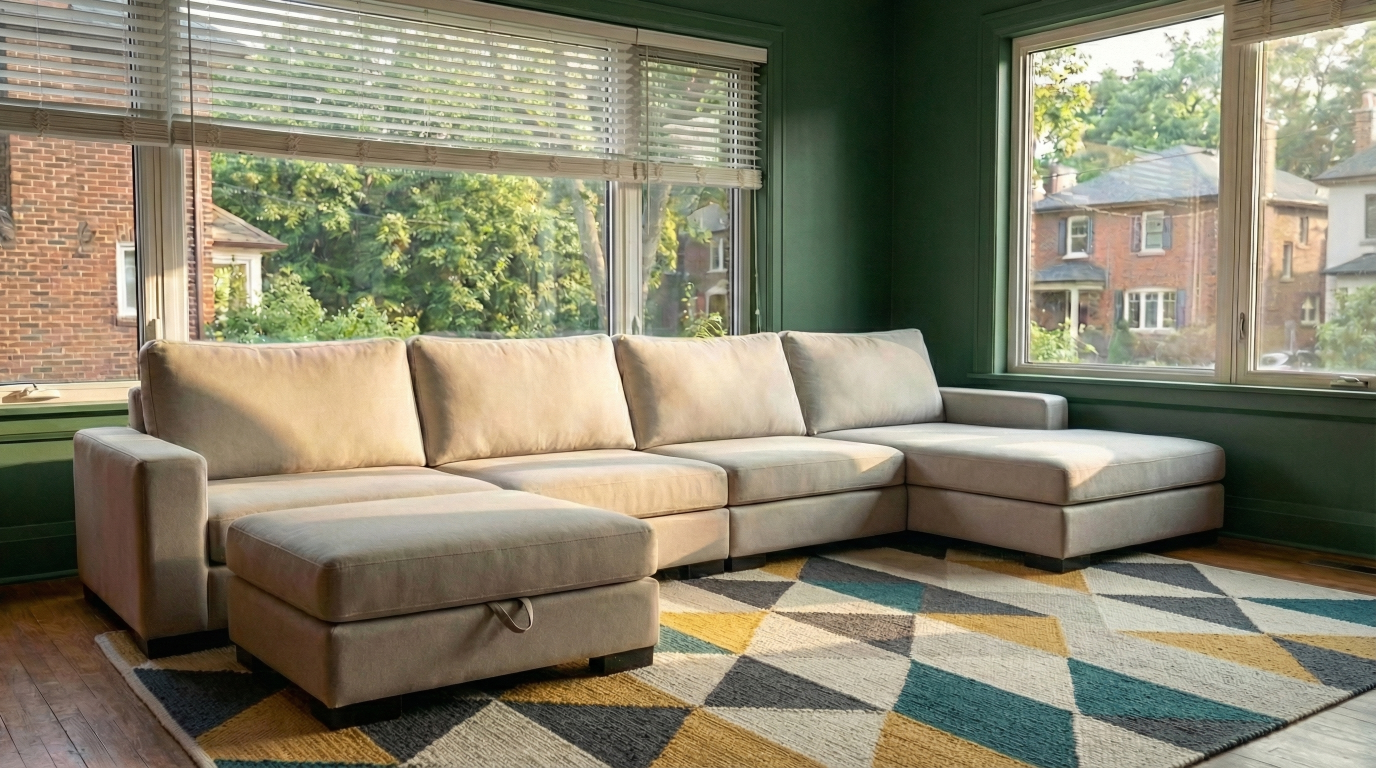 Zen 4 Seater Modular Sofa & Chaise + Storage Ottoman — photo 2