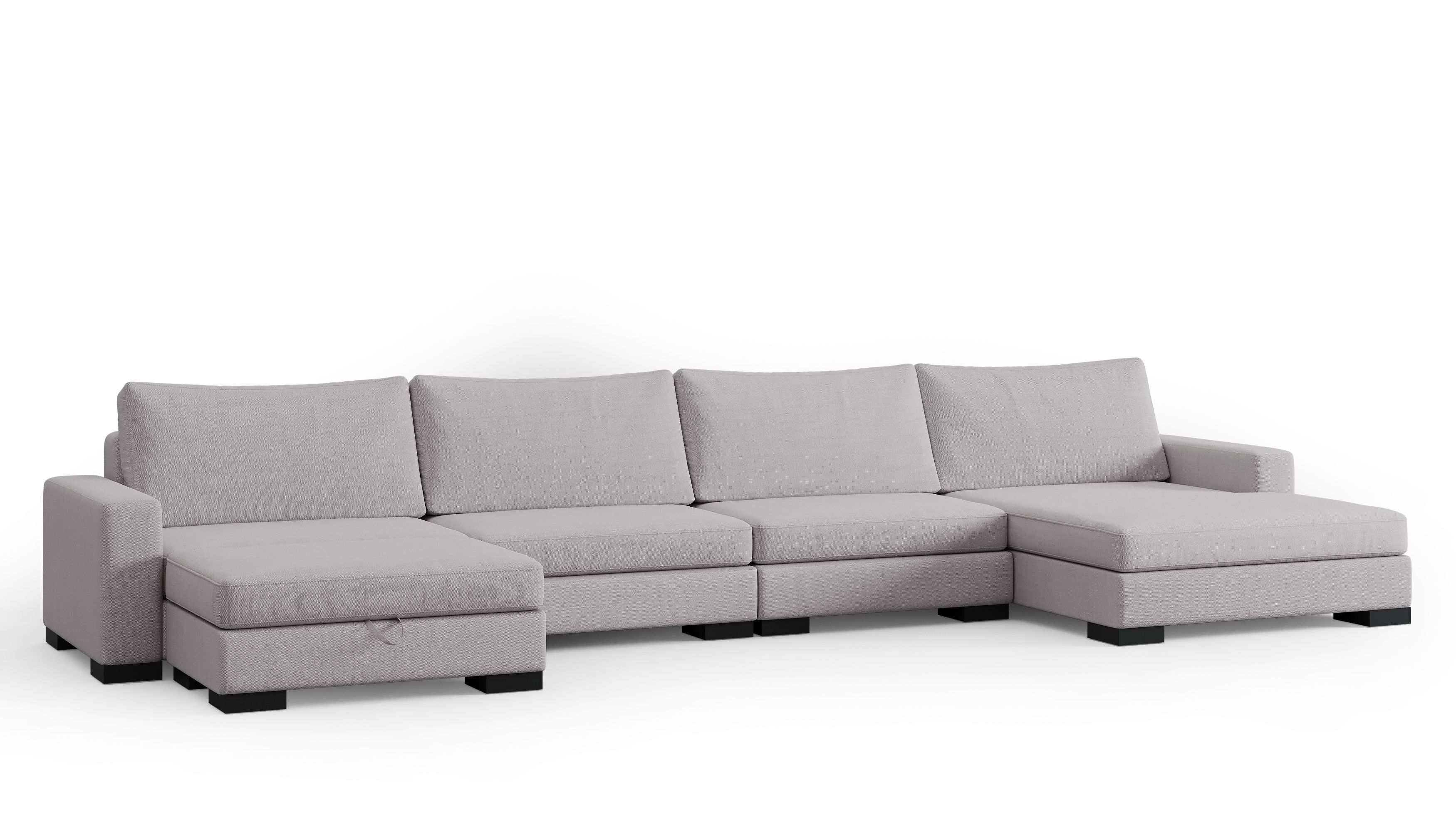 Zen 4 Seater Modular Sofa & Chaise + Storage Ottoman — selected colour