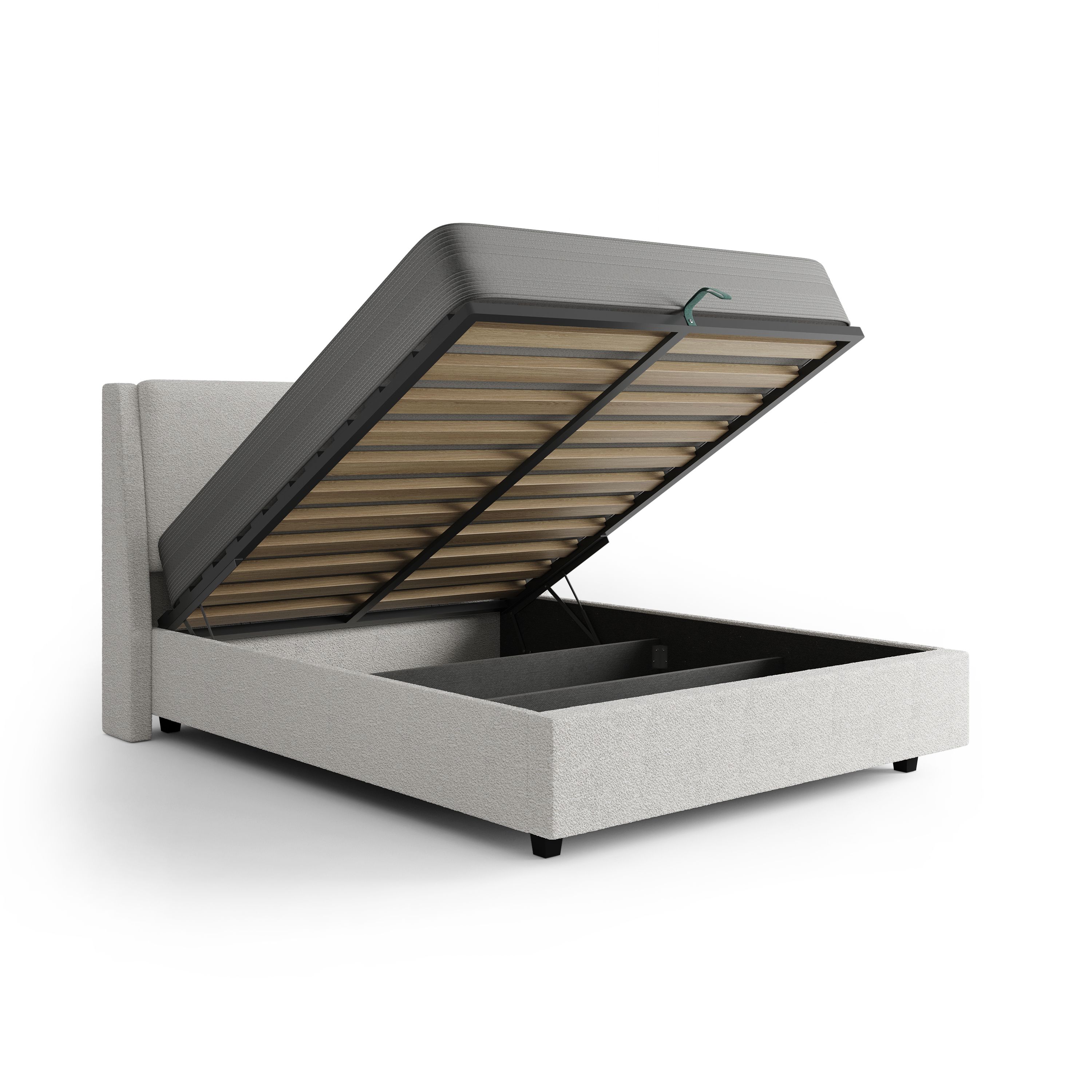 Nuvé Storage Platform Bed - Cream Bouclé — photo 4