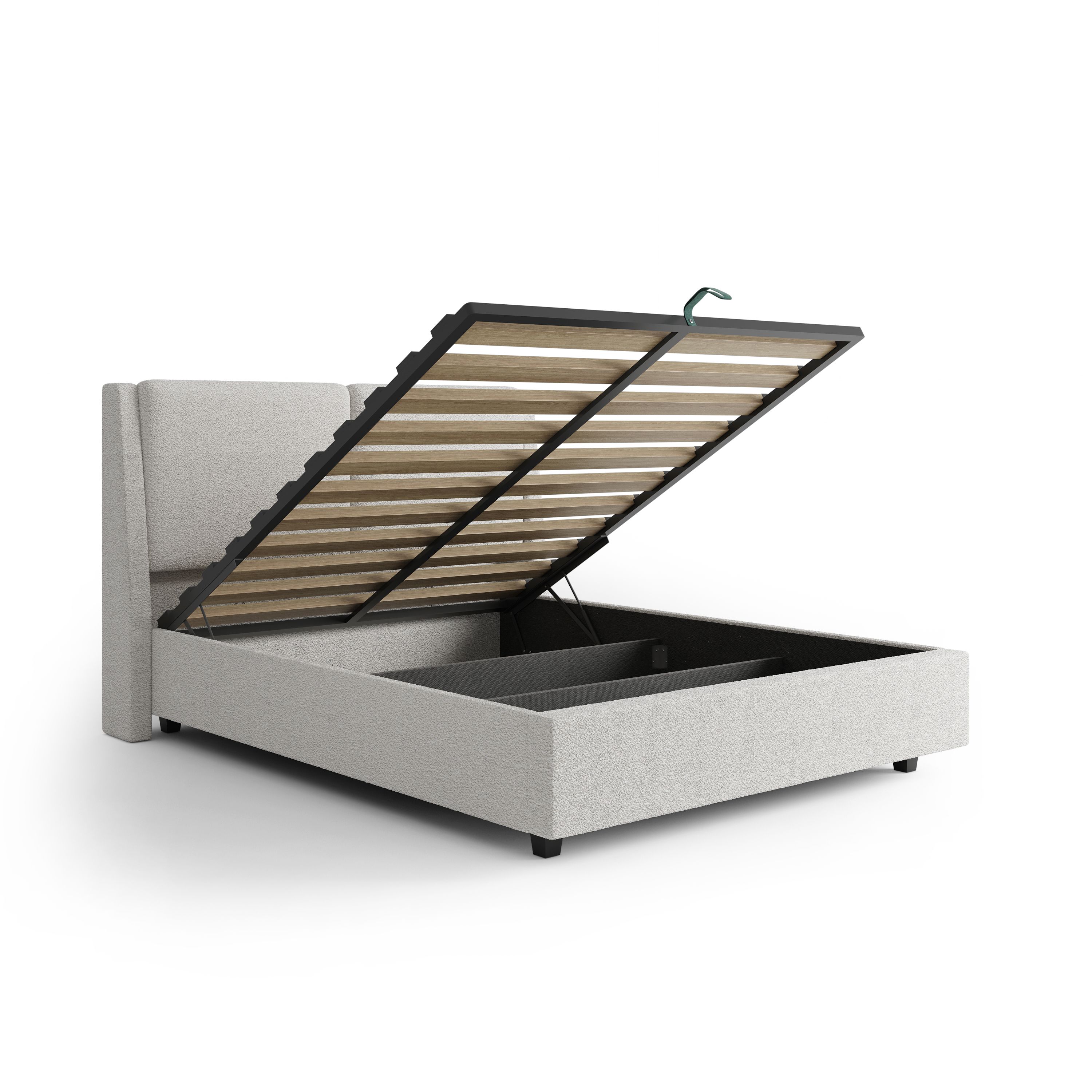 Nuvé Storage Platform Bed - Cream Bouclé — photo 3