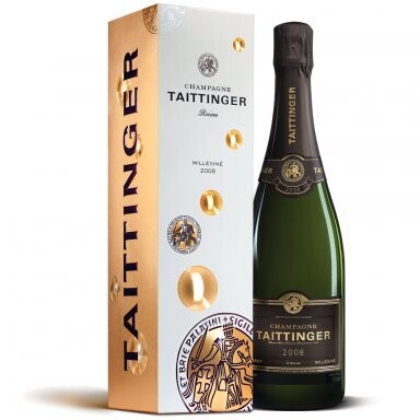 1 bouteille Champagne Taittinger Brut Millisimé 2014 en boîte cadeau Bubbly