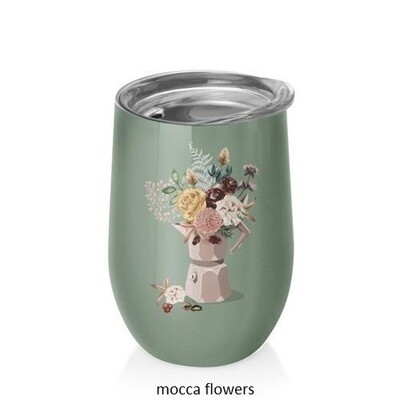 BioLoco rvs Office mug Mocca flowers
