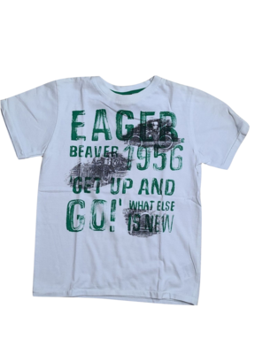 T-shirt &quot;Eager&quot; Eager Beaver Wit/Groen