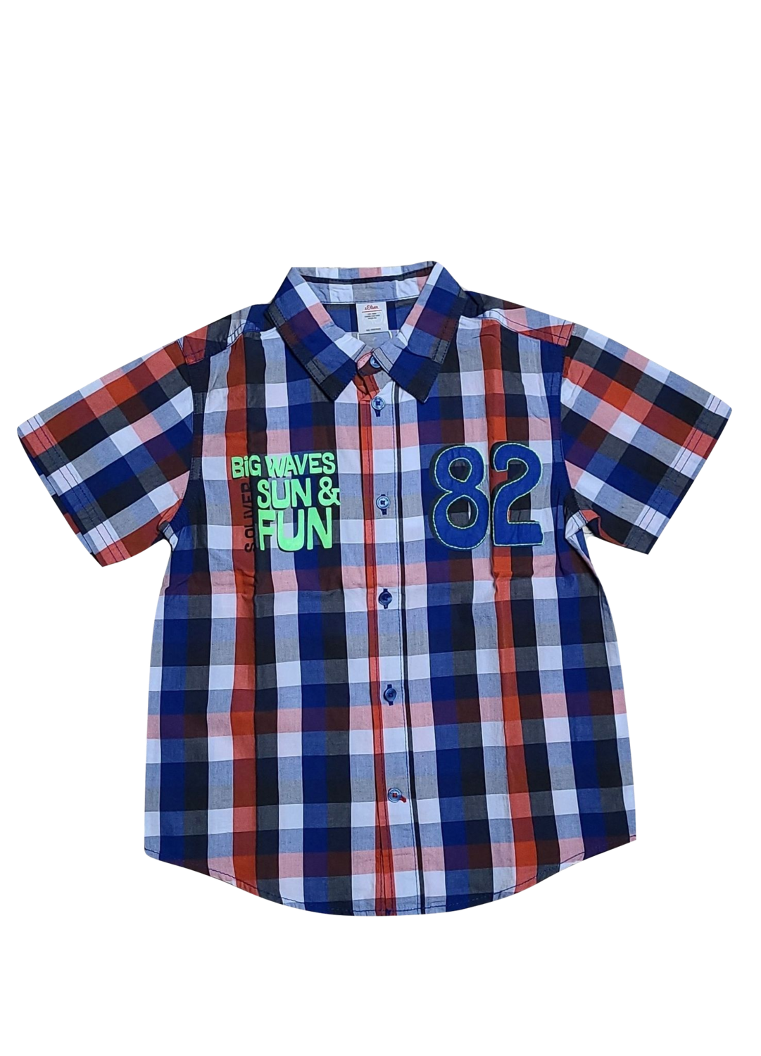 Hemd K/M "Big waves" S-Oliver Blauw/Rood Geruit