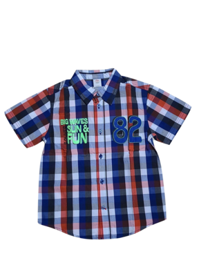 Hemd K/M &quot;Big waves&quot; S-Oliver Blauw/Rood Geruit