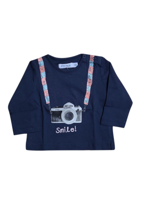 T-shirt L/M &quot;Smile&quot; P&#39;tit Filou Donker blauw