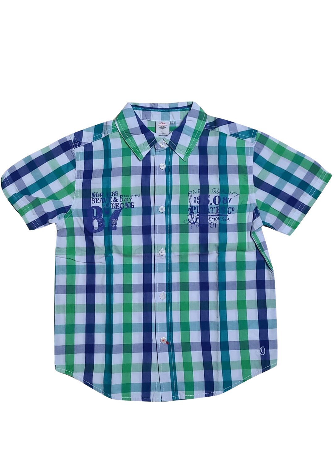 Hemd K/M S-Oliver Groen/Blauw Geruit