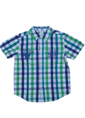 Hemd K/M S-Oliver Groen/Blauw Geruit