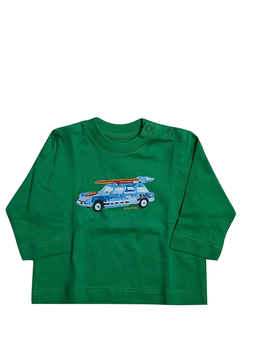 T-shirt L/M &quot;Surf fun&quot; P&#39;tit Filou Groen